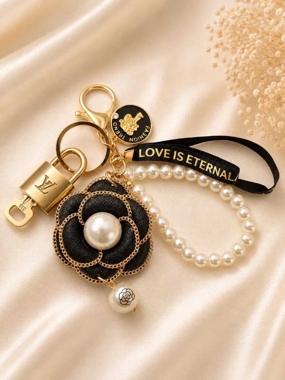 Authentic Louis Vuitton Gold Lock 🔒 Unbranded Flower Keychain Bag Charm LV